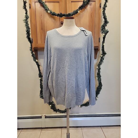 Architect Woman Gray Light Sweater New Crew Neck Button Wrist 3XL (1) - Picture 1 of 11